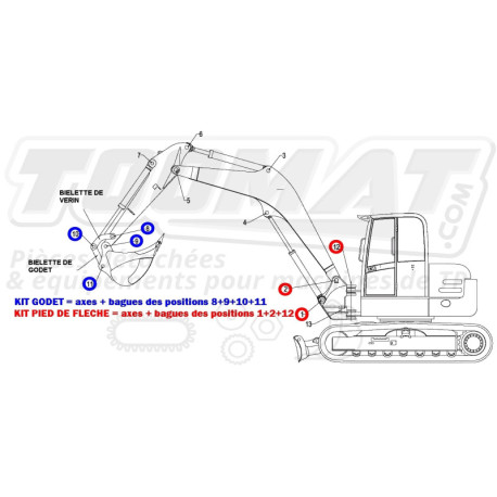 Kit Axes Bagues Complet Kubota KX36-2