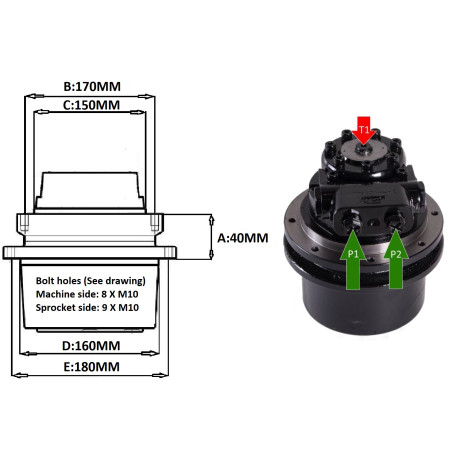 Moteur de translation TOOMAT 52 - Moteur spécial Yanmar B15