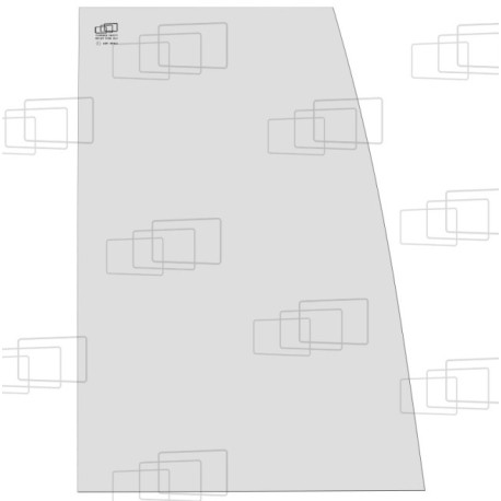 VITRE COTE DERRIERE PORTE GAUCHE ANGLES DROITS KX61-2 / KX61-2 APLHA / KX71-2 / KX71-2 ALPHA / KX91-2 / KX121-2 / KX161-2 (DE...