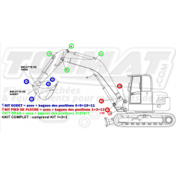 Kit Axes Bagues Pied de flèche Volvo EC15E/ N°S 15001 +
