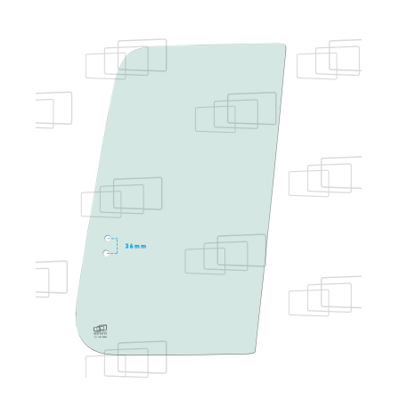 VITRE PORTE PARTIE HAUTE AVANT COULISSANTE GAUCHE KOMATSU PW130-6 / PW130ES-6K / PW150ES-6K / PW170ES-6K (DE 1998 A 2003) 054...