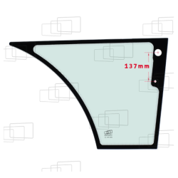 VITRE PORTE PARTIE BASSE DROITE CASE 580SR / 590SR / 695SR (DE 2004 A 2010) 054584H