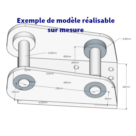  Platine sur 2 axes à boulonner sur mesure