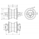 Galet inférieur SAMSUNG VOLVO SE210,2 / SE210LC2 / SE210LC3 / SE235LC3 UF173E5E-SAMSUNG1