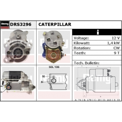Démarreur SDE1361/DRS3296 CATERPILLAR V60 D DEM-SDE1361/DRS3296
