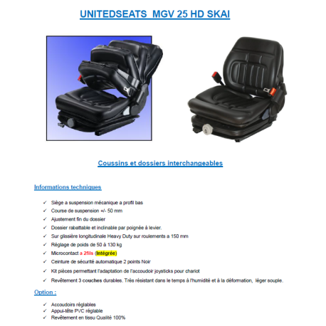 Siège UnitedSeats MGV25 siège pvc US.103460