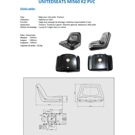 Siège UnitedSeats MI 560 K2 SKAI US.100220