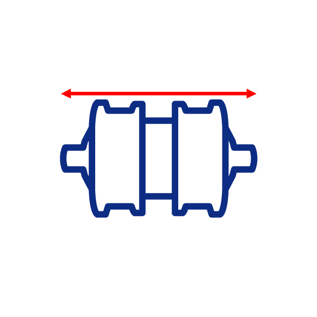 Longueur axe galet de mini pelle